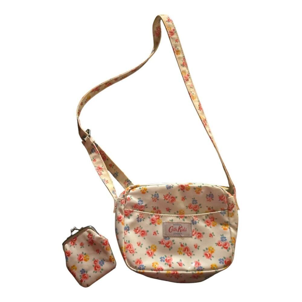 Cath Kidston Cath Kids Mini Crossbody Shoulder Bag & Wallet Red Flowers